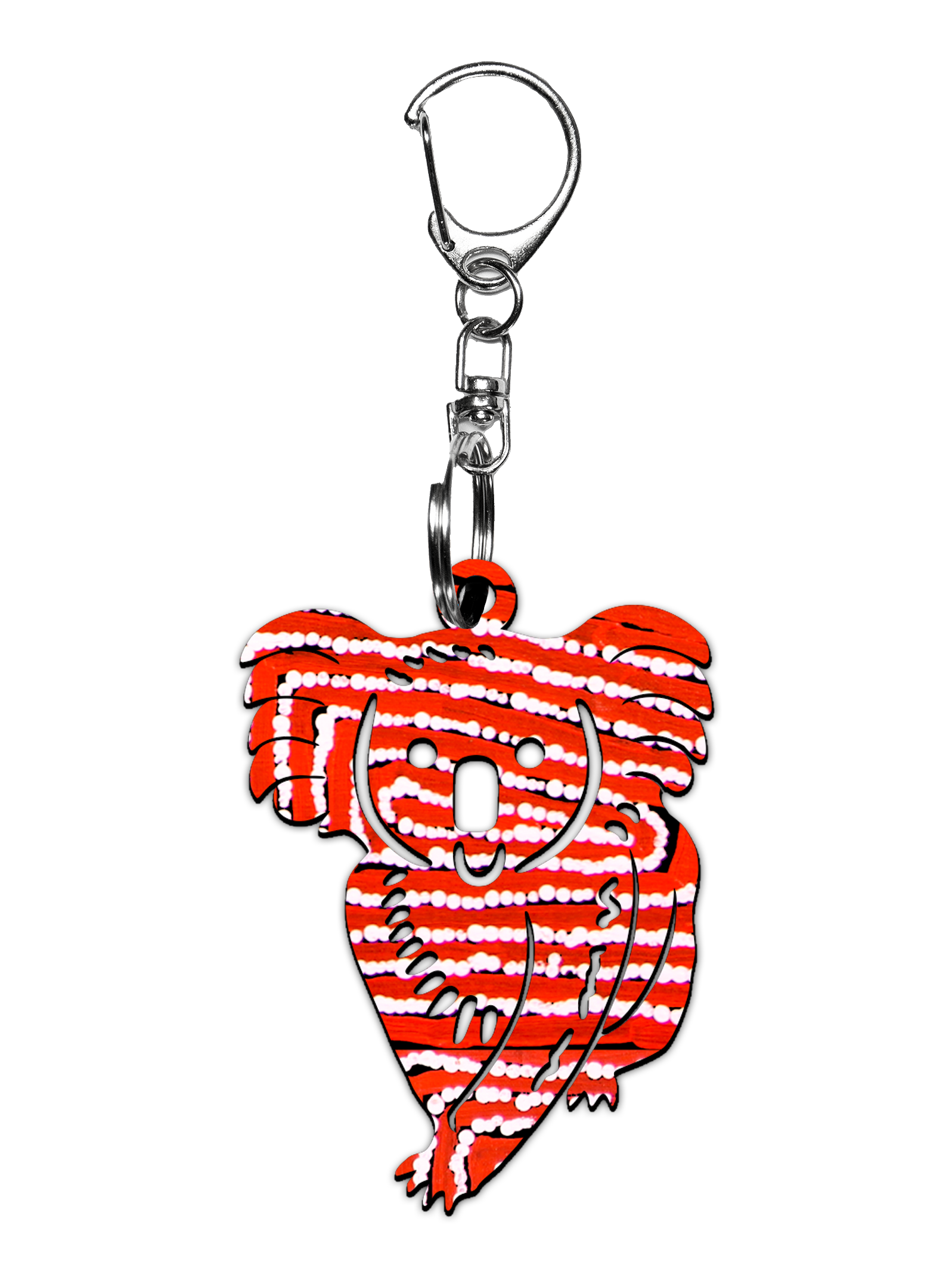 Koala Shape Wooden Keyring (Australian Made) - Thomas Tjapaltjarri