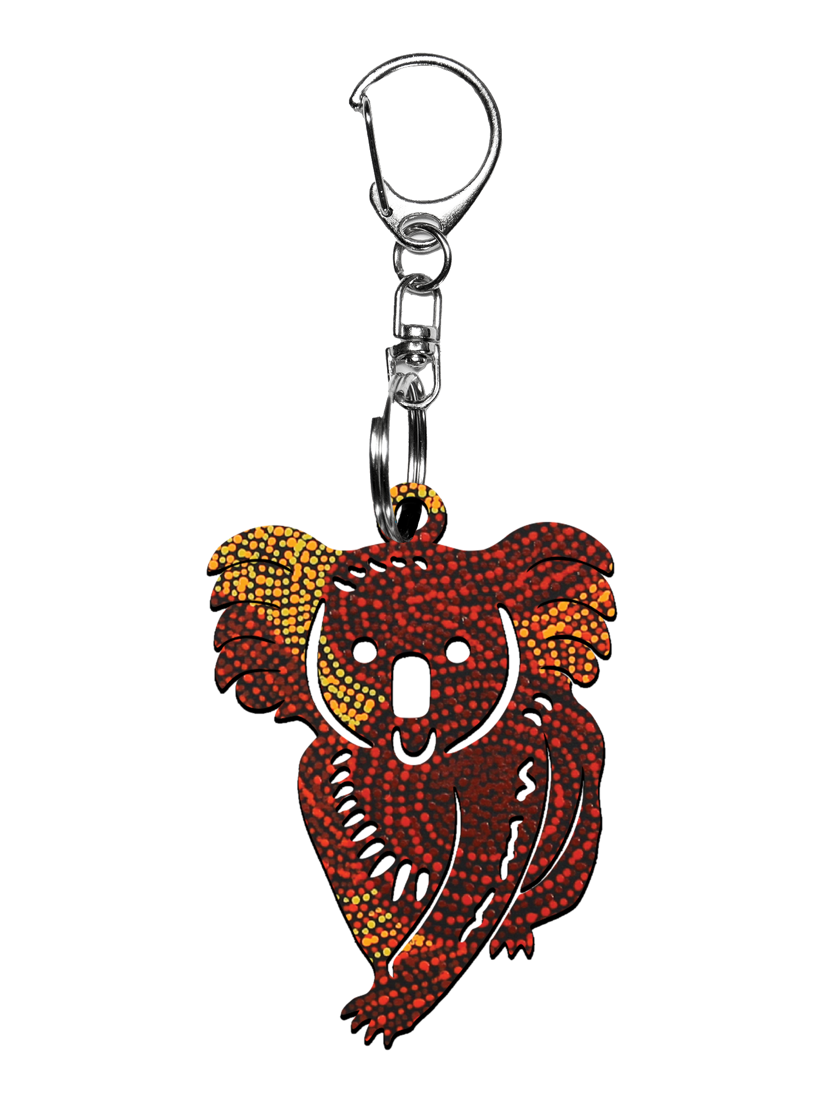 Koala Shape Wooden Keyring (Australian Made) - Alison Munti Riley Red/Orange