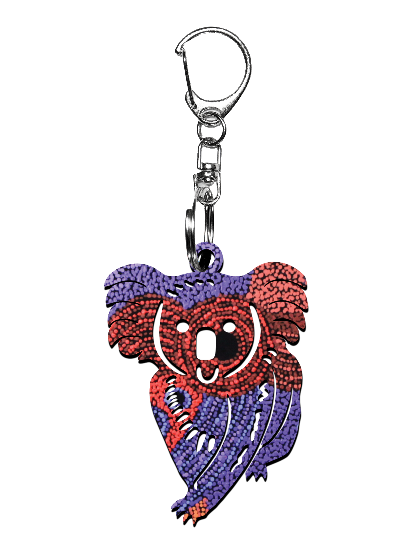 Koala Shape Wooden Keyring (Australian Made) - Alison Munti Riley Red/Blue