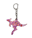 Kangaroo Shape Wooden Keyring (Australian Made) - Cindy Wallace Purple