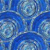 Gari Dari Aboriginal Pattern COTTON Fabric Per Metre - Sabrina Robertson Blue
