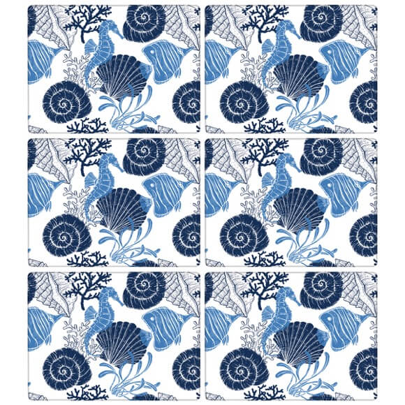 Placemats Sea Horse Blue | Set of 6