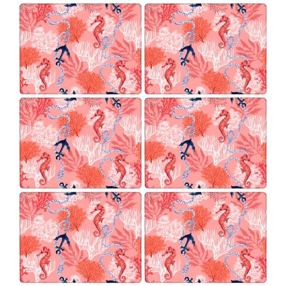 Placemats Sea Horse Pink | Set of 6