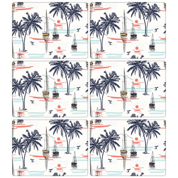 Placemats Yachts At Sunset | Set of 6