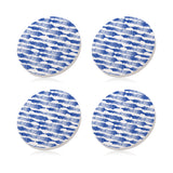 Ceramic Coasters Hand Drawn Thick Lines Blue | Set of 4