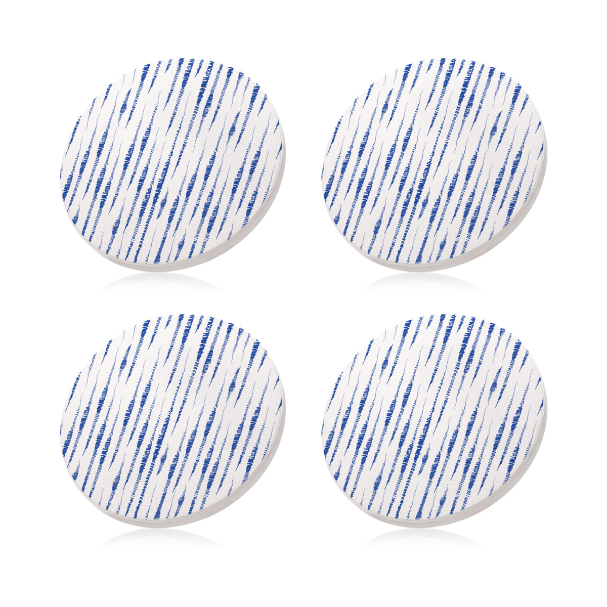 Ceramic Coasters Hand Drawn Thin Blue Lines | Set of 4
