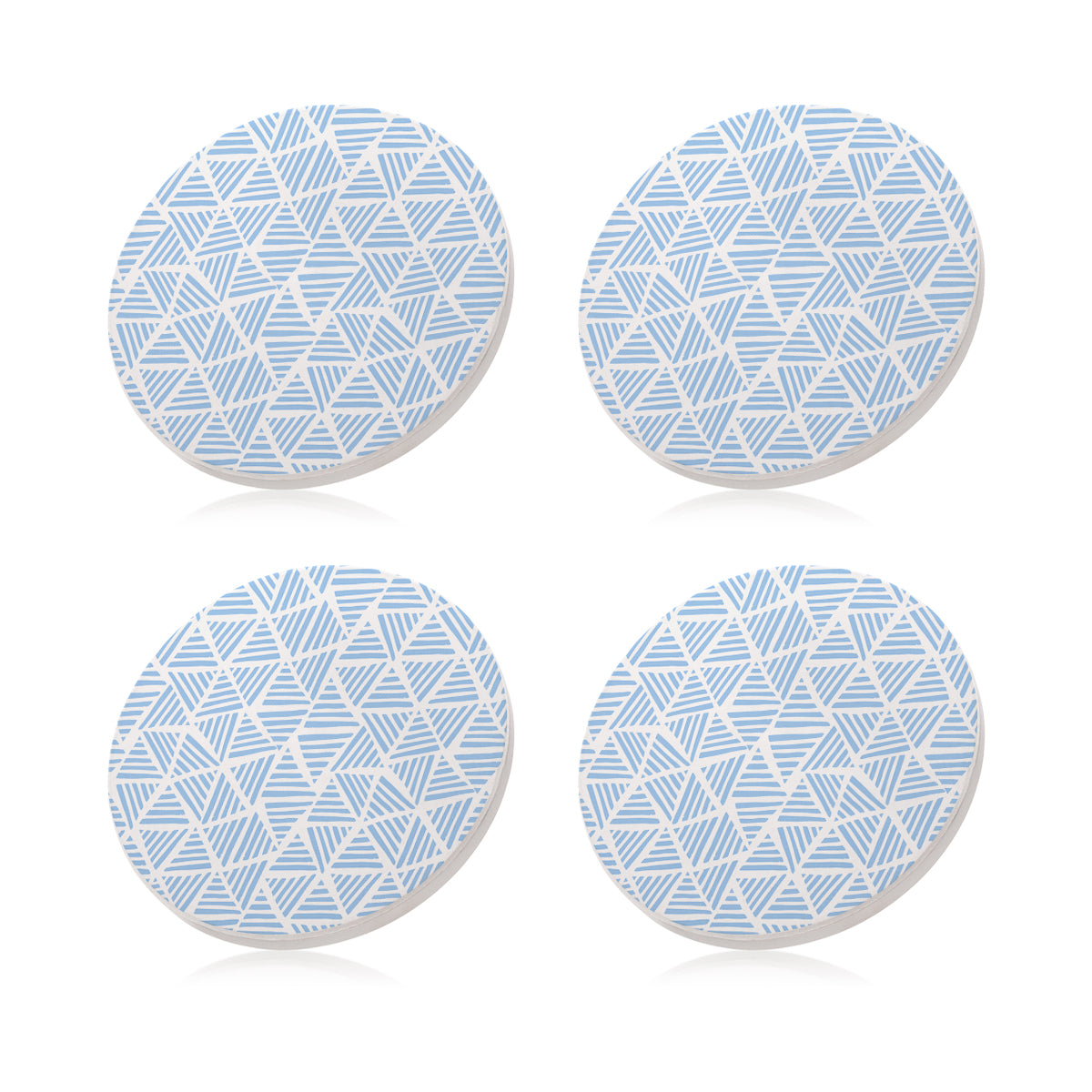 Ceramic Coasters Hand Drawn Triangles Blue | Set of 4