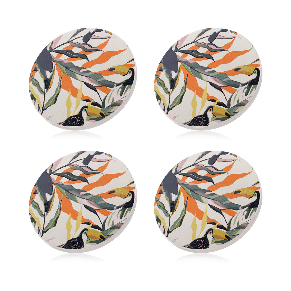 Ceramic Coasters Toucan | Set of 4