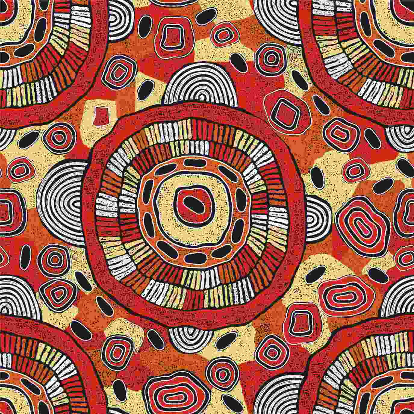 Gari Dari Aboriginal Pattern COTTON Fabric Per Metre - Debra Mcdonald
