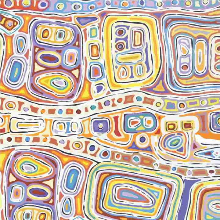 Gari Dari Aboriginal Pattern COTTON Fabric Per Metre - Felicity Robertson