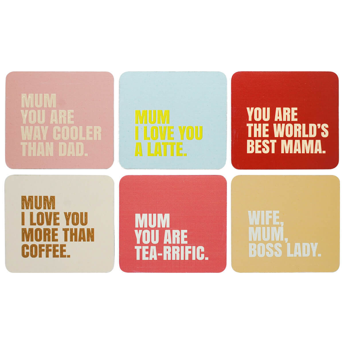 Coasters Quotes For Mum Multicolour | Set of 6