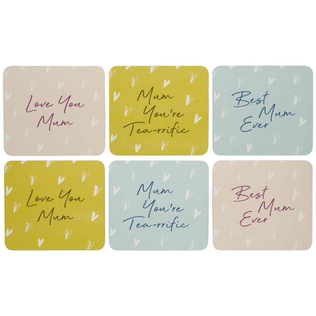 Coasters Love You Mum Hearts Multicolour | Set of 6