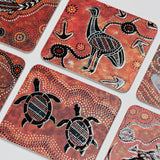 Coasters Australian Art Prints Brown | Set of 6