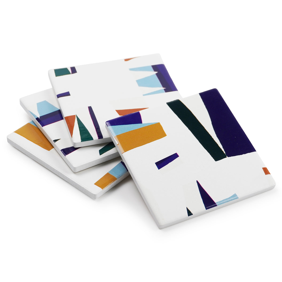 Ceramic Coasters Abstract Artistic Shapes | Set of 4