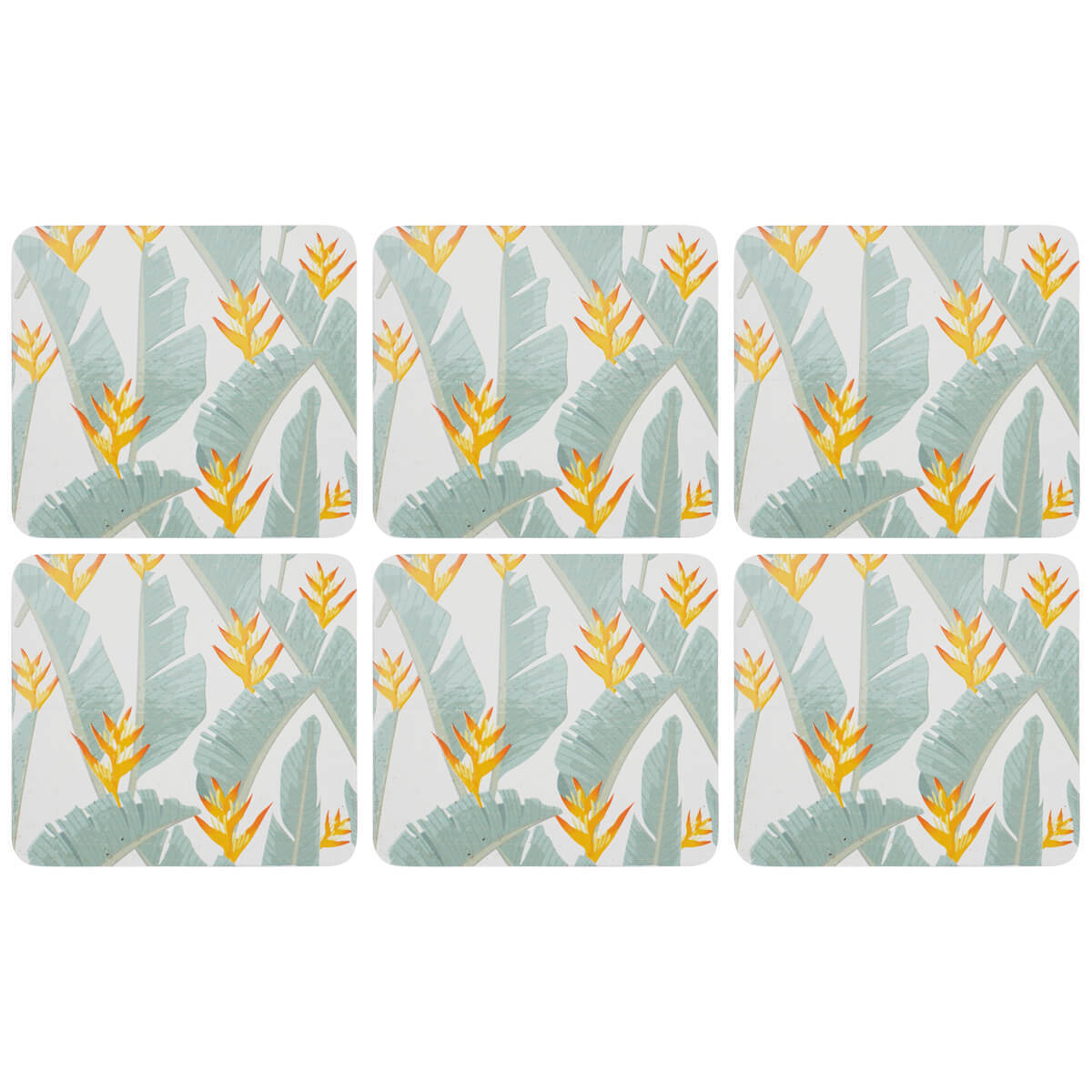 Coasters Tropical Heliconia Plant | Set of 6