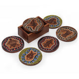Wooden Coasters Burnt Painted | Set of 6