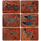 Placemats Australian Art Prints Brown | Set of 6