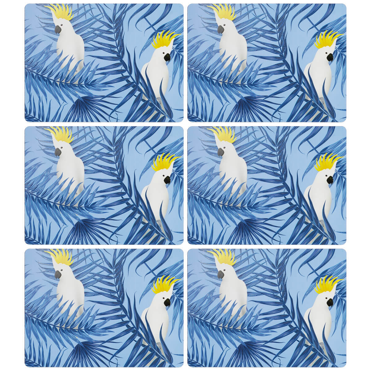 Placemats White Cockatoo Blue Leaves | Set of 6
