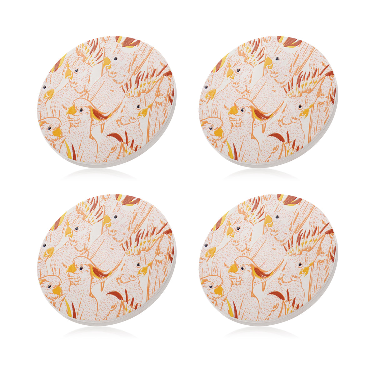Ceramic Coasters Cockatoo Pink | Set of 4