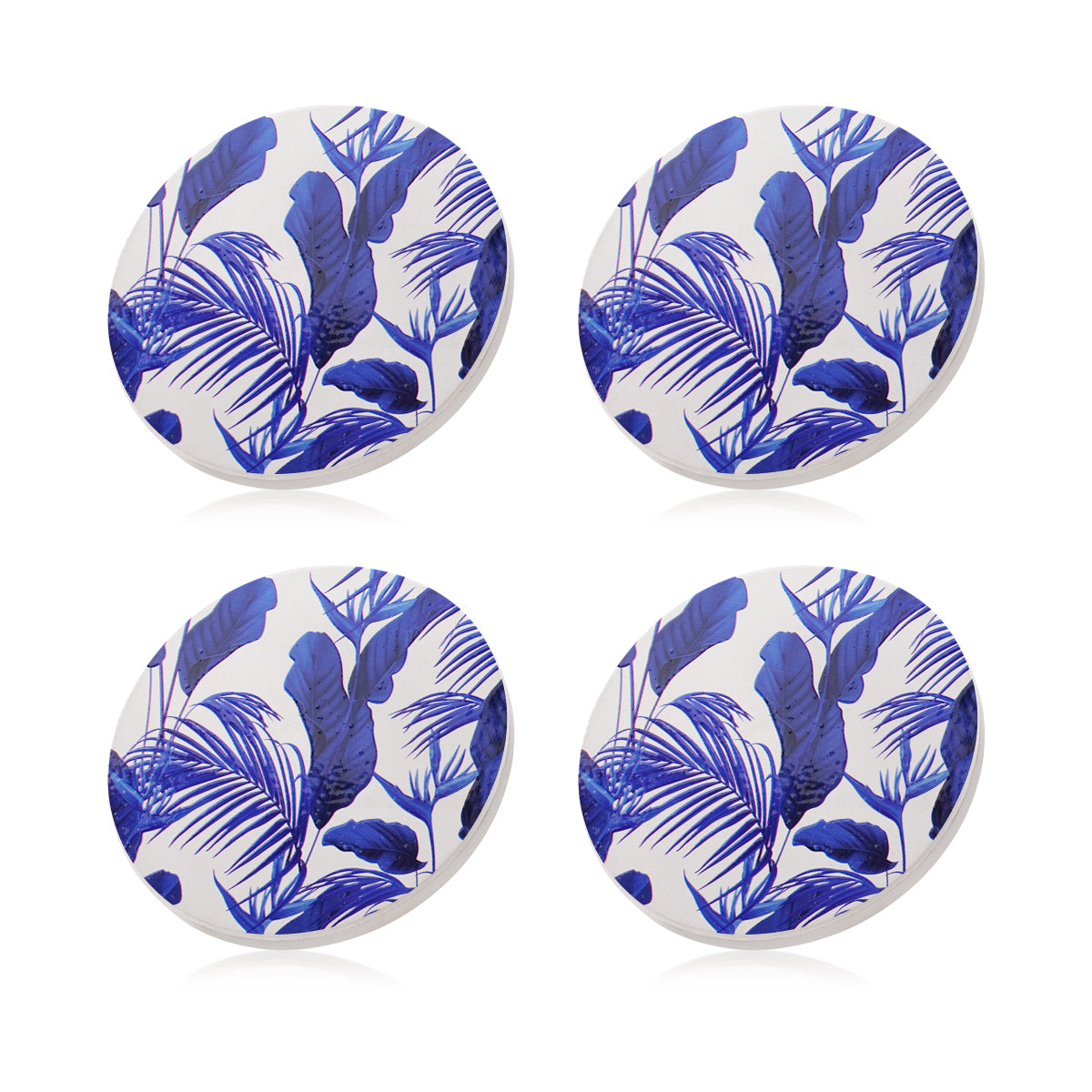 Ceramic Coasters Tropical Blue Plant | Set of 4