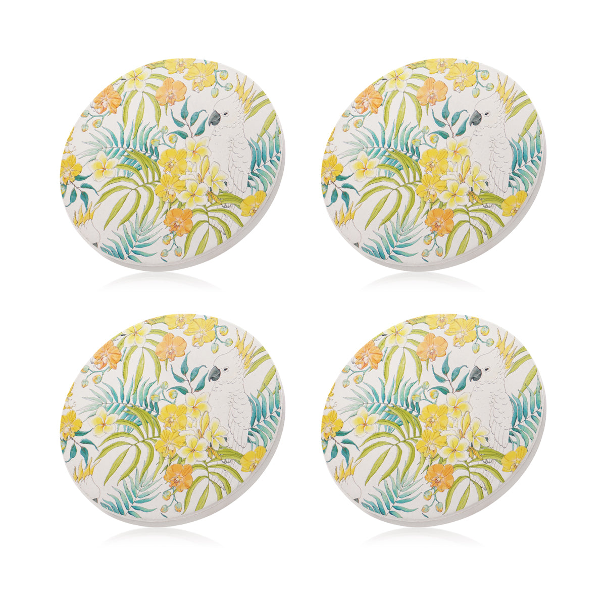 Ceramic Coasters Cockatoo White | Set of 4