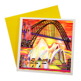 Greeting Card Opera House & Harbour Bridge Red
