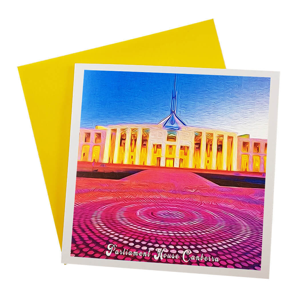 Greeting Card Canberra Parliament House Pink