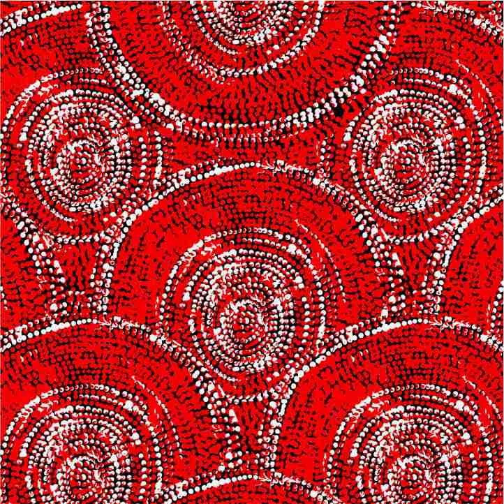 Gari Dari Aboriginal Pattern COTTON Fabric Per Metre - Sabrina Robertson Red